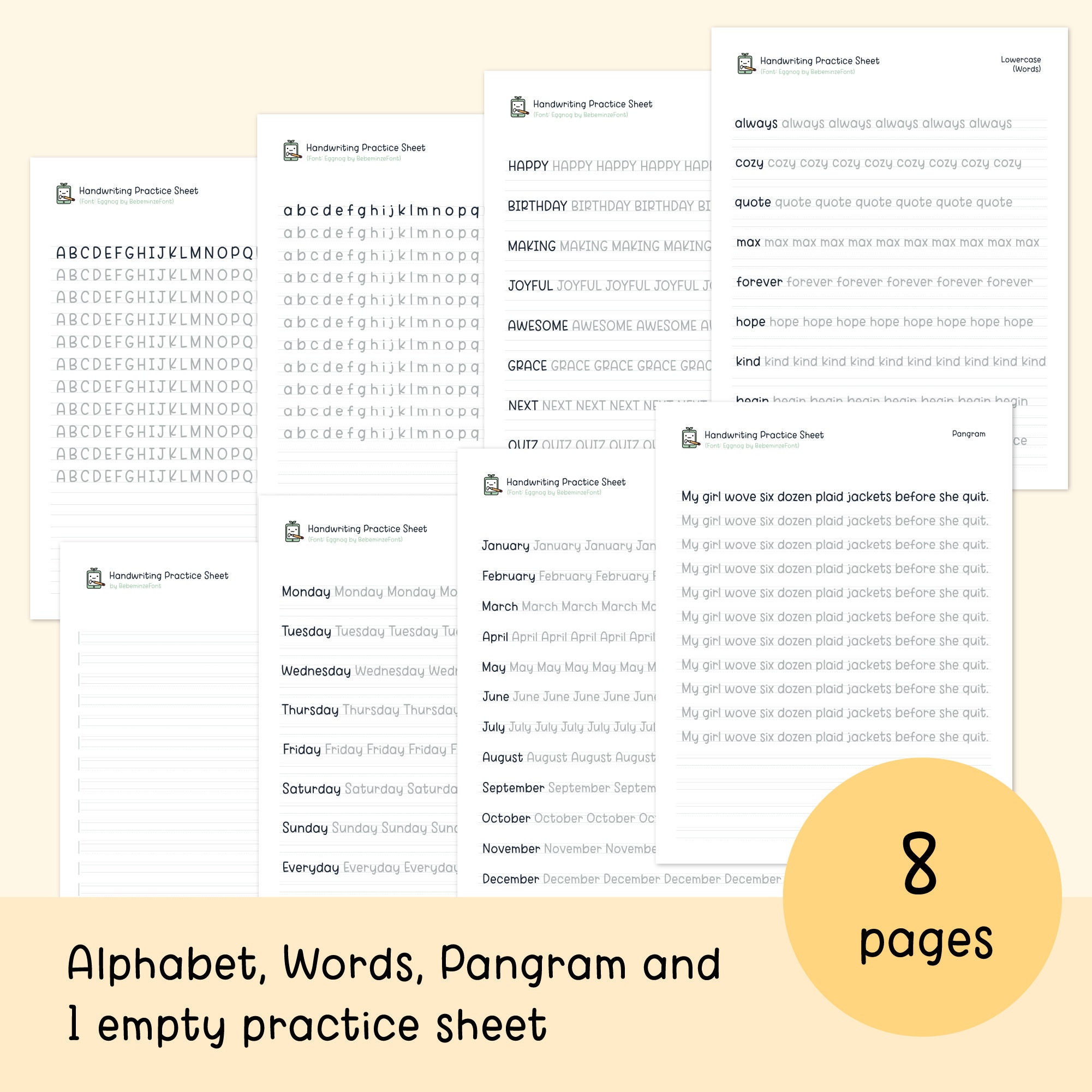 Cute Handwriting Practice Sheets, Printable Handwriting Worksheets ...