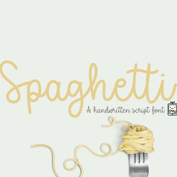 Spaghetti, Cursive font, Handwritten font, OTF, Script font, Handlettered font, Cute font, Monoline script, Handwritten cursive, Craft font