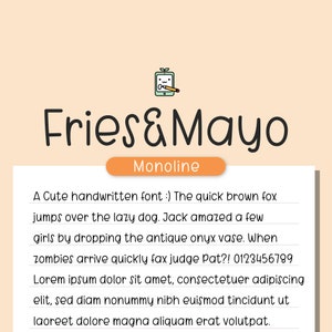 Monoligne frites et mayo, Police manuscrite, Police Study, Police d'écriture manuscrite, OTF, Multilingue, Police Goodnotes, Police de note numérique, Police de planificateur