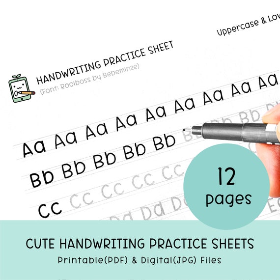 cute handwriting practice sheets printable handwriting etsy