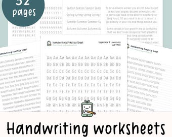 Handwriting Worksheets, Printable, Handwriting practice sheets, Alphabet Writing Practice, ABC Letter Tracing, Improve handwriting