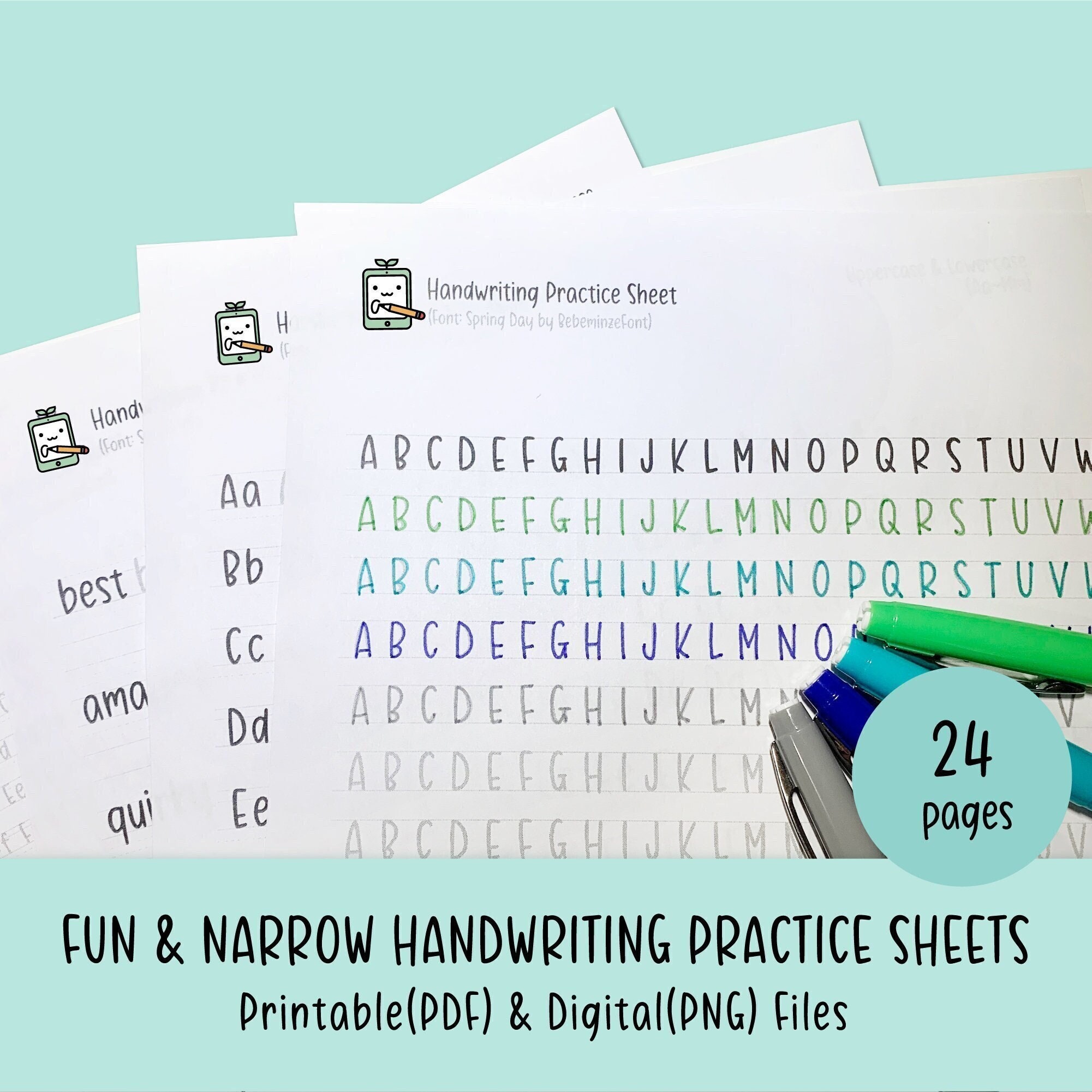 Cute Handwriting Practice Sheets, Printable Handwriting Worksheets,  Alphabet Writing Practice, ABC Letter Tracing, Improve Handwriting 