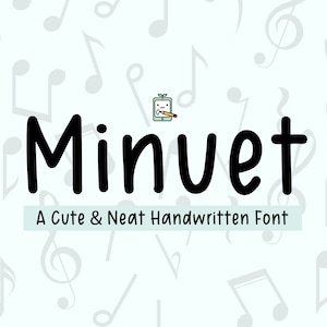 Menuet de polices manuscrites : style d'écriture mignon et soigné pour les agendas, les notes d'étude et les bonnes notes | Téléchargement instantané multilingue de la FTO