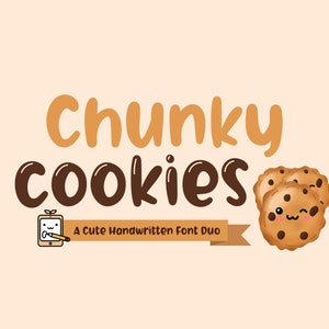 Dúo de fuentes manuscritas Chunky Cookies OTF / Linda escritura de burbujas para manualidades, proyectos infantiles, decoración, marca y más / Descarga instantánea