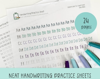 Hojas de práctica de escritura a mano, hojas de trabajo imprimibles, práctica de escritura del alfabeto, trazado de letras del abecedario, mejora la escritura a mano