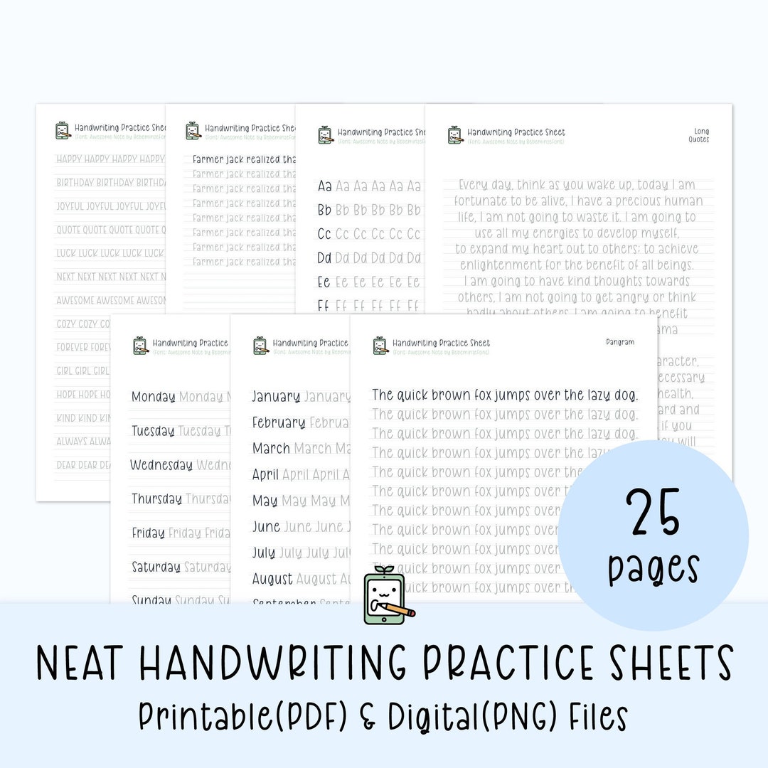 Neat Handwriting Practice Sheets, Printable Handwriting Worksheets ...