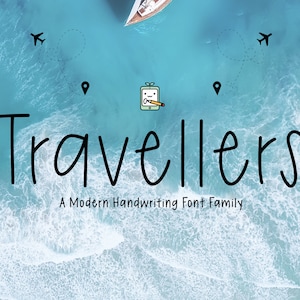 Travellers, Famille de polices, Police manuscrite, Police d'étude, Police d'écriture manuscrite soignée, OTF, Multilingue, Police Goodnotes, Note numérique, Police de planificateur