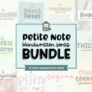 Petite Note, Lot de polices, Polices d'écriture manuscrite, Jolies polices, Polices Study, Polices GoodNotes, Polices manuscrites, OTF, Polices de prise de notes, Pack de polices