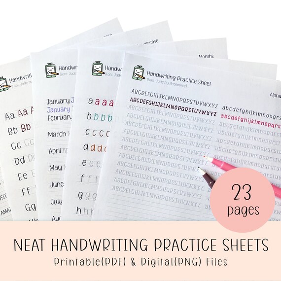 neat handwriting practice sheets printable handwriting etsy india