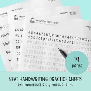 Neat Handwriting Practice Sheets, Printable Handwriting Worksheets, Alphabet Writing Practice, ABC Letter Tracing, Improve handwriting