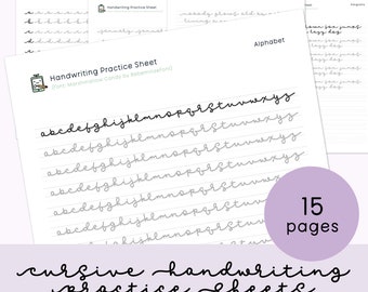 Cursive Handwriting Worksheets Printable Workbook, Adult Practice Sheets, Instant Download Monoline Cursive Handwriting Practice