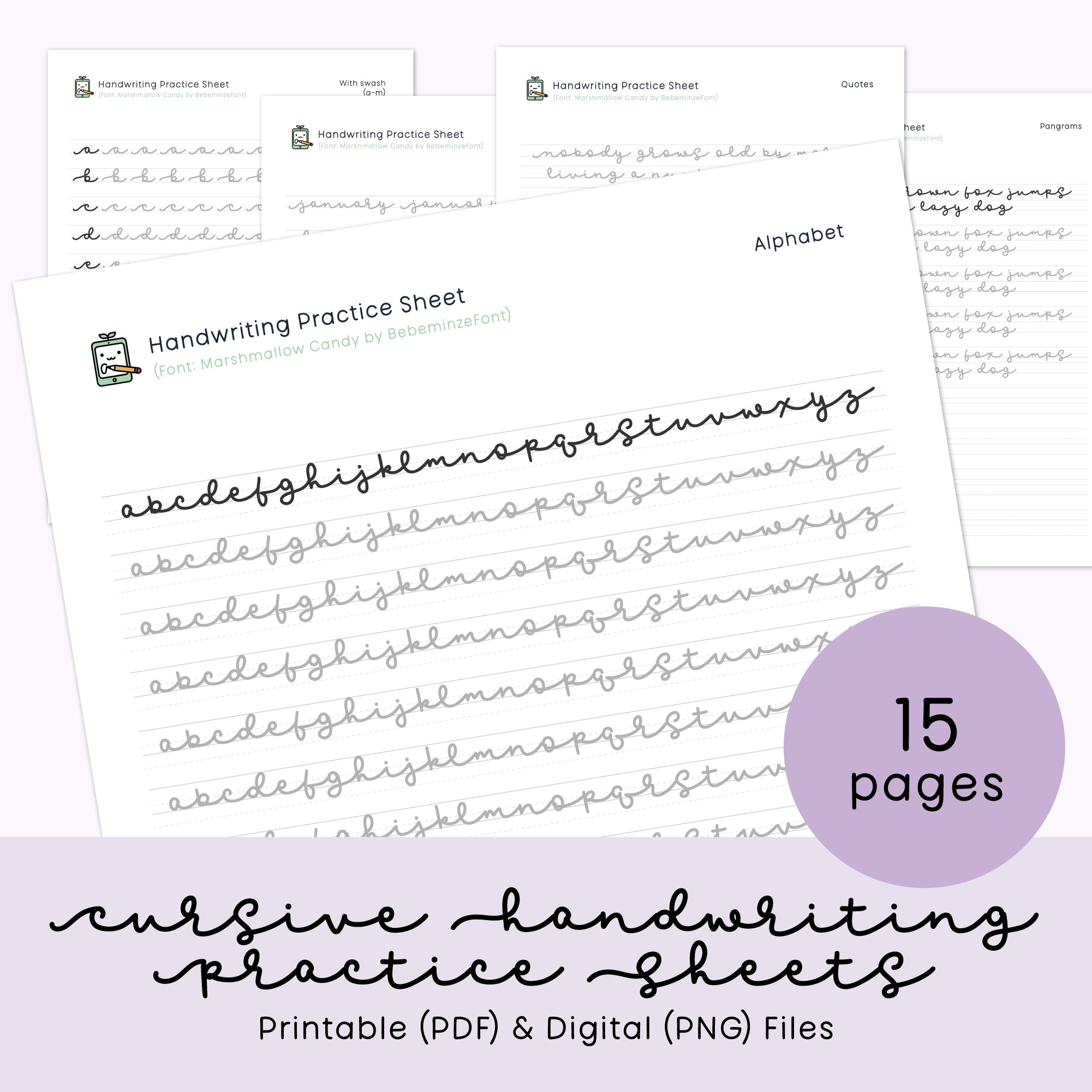 Cursive Handwriting Worksheets Printable Workbook, Adult Practice ...
