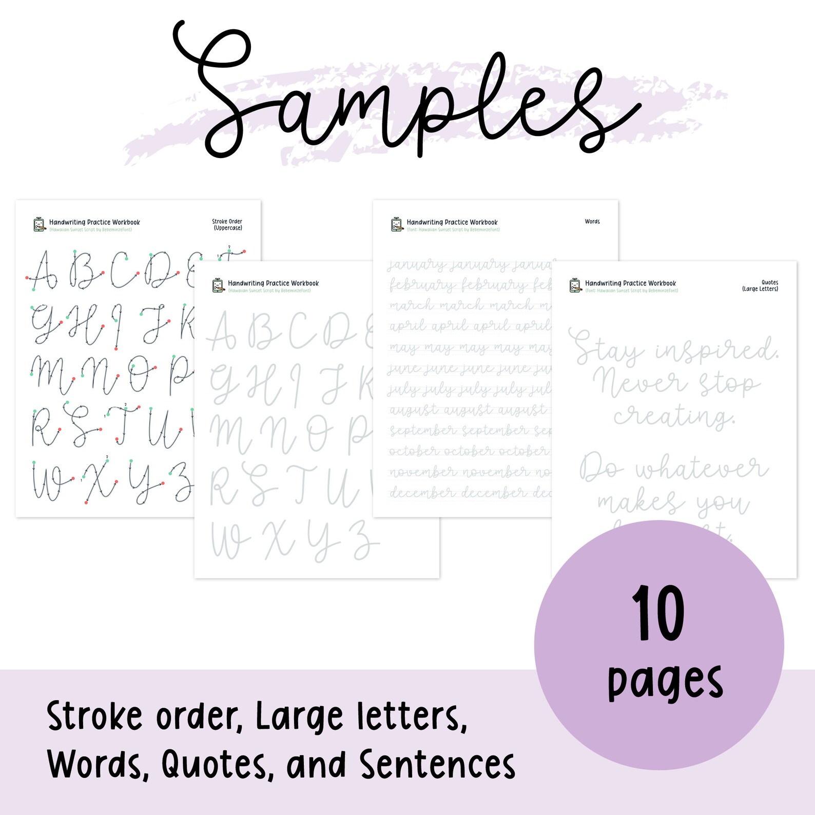 Cursive Handwriting Practice Workbook, Printable Handwriting Worksheets ...