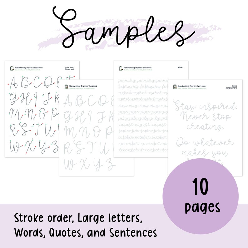 Cursive Handwriting Practice Workbook, Printable Handwriting Worksheets ...
