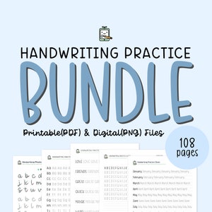 Handwriting Practice Worksheets Bundle, Printable Handwriting Workbook, Alphabet Writing Practice, ABC Letter tracing, Improve handwriting