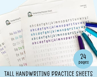 Tall Handwriting Practice Sheets, Printable Handwriting Worksheets, Alphabet Writing Practice, ABC Letter Tracing, Improve handwriting