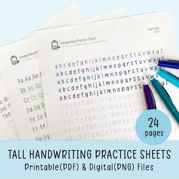 Tall Handwriting Practice Sheets, Printable Handwriting Worksheets,  Alphabet Writing Practice, ABC Letter Tracing, Improve Handwriting -   Hong Kong