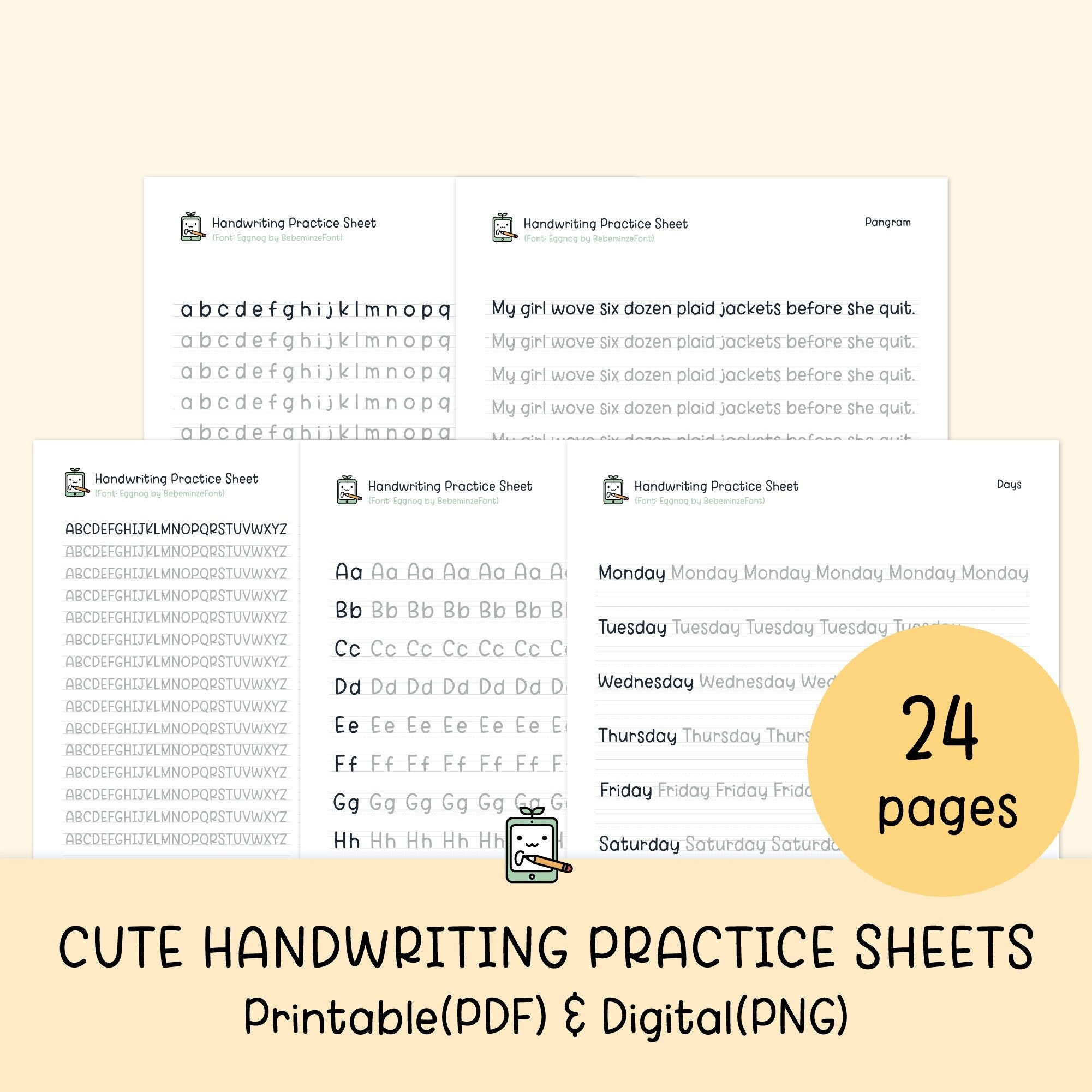 cute handwriting practice sheets printable handwriting etsy