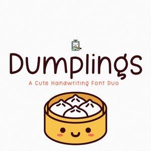 Dumplings, Duo de polices, Police manuscrite, OTF, Police Study, Police d'écriture manuscrite, Police GoodNotes, Note numérique, Police mignonne, Police pour enfants, Police de caractère créatif