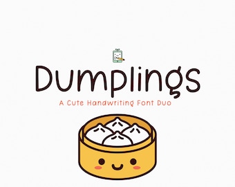 Dumplings, Font duo, Handwritten font, OTF, Study font, Handwriting font, GoodNotes font, Digital note, Cute font, Kids font, Craft font