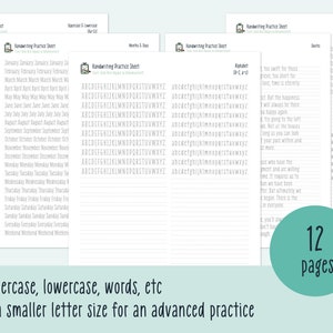 Hojas de práctica de escritura a mano: Hojas de trabajo imprimibles para adultos que aprenden a escribir el alfabeto y trazan letras para mejorar su caligrafía. imagen 4