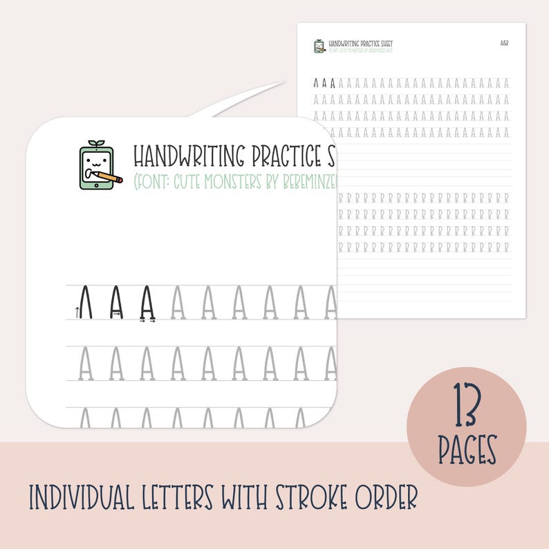 Handwriting Practice Worksheets: Alphabet Tracing (printable PDF & PNG ...
