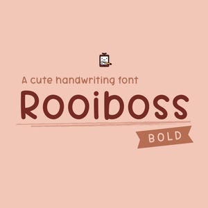 May include: A cute handwriting font called "Rooibos" in bold, with a small illustration of a notepad and pencil above the text.