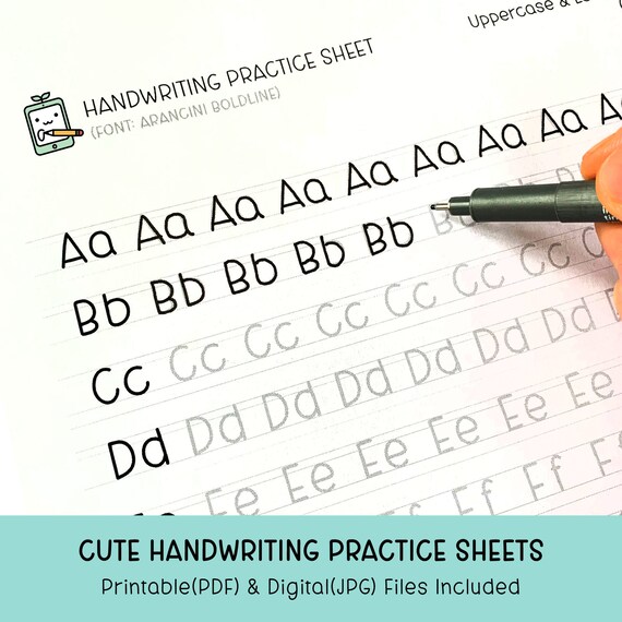 cute handwriting practice sheets printable handwriting etsy canada