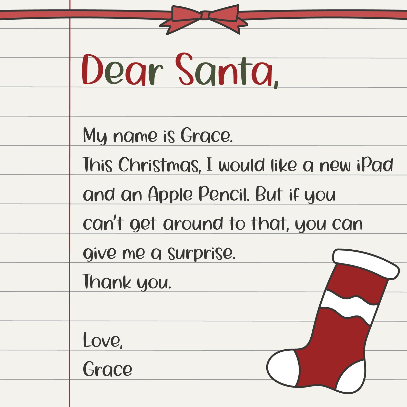 Dear Santa, Cute Handwriting Font, Note Taking Font, Handwritten Font ...