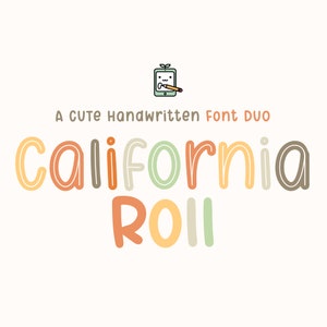 California Roll, Font Duo, Cute Handwritten font, OTF font, Font download, Crafts font, Fun font, Inline font, Multiline font, School font