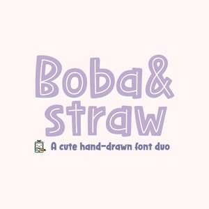 Boba and Straw Font Duo – Söt handritad, djärv, tjock, inline-lager-typsnitt för Canva och Cricut | OTF direktnedladdning