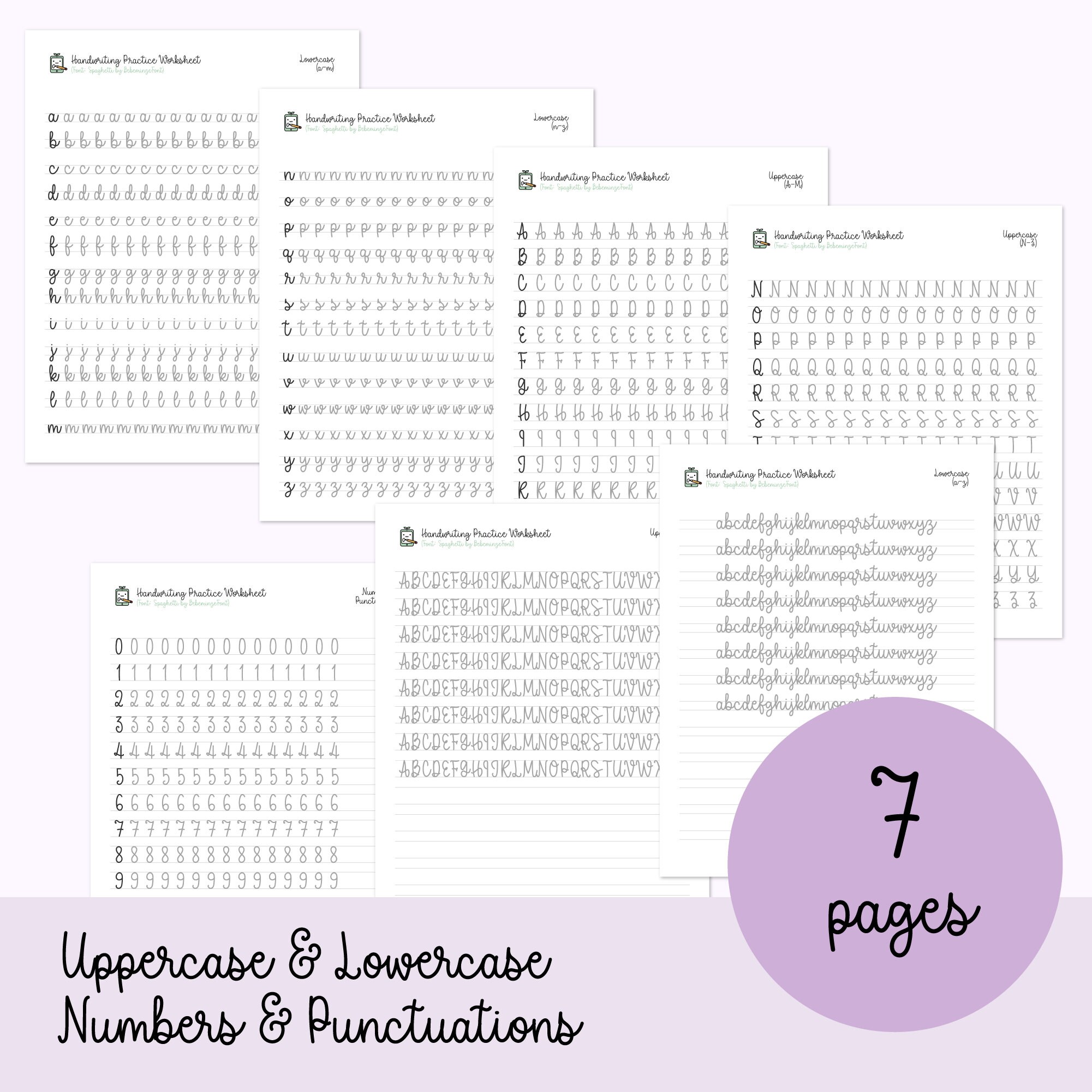Cursive Handwriting Practice Sheets, Digital Download, Printable ...