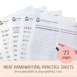 Neat Handwriting Practice Sheets, Printable Handwriting Worksheets, Alphabet Writing Practice, ABC Letter Tracing, Improve handwriting