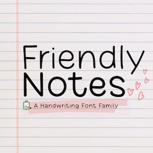 Friendly Notes, Famille de polices, OTF, Police manuscrite, Police d'étude, Police d'écriture manuscrite, Multilingue, Police Goodnotes, Note numérique, Police de planificateur