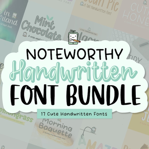 Noteworthy, Font bundle, Handwriting fonts, Cute fonts, Study fonts, Goodnote fonts, Handwritten fonts, OTF, Note taking fonts, Font pack