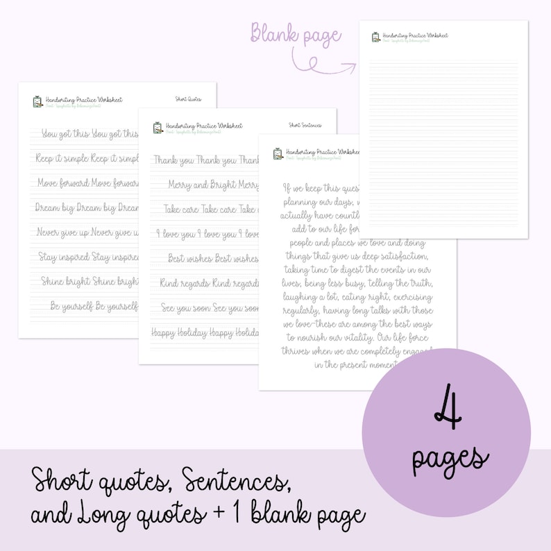 Cursive Handwriting Practice Sheets, Digital Download, Printable ...