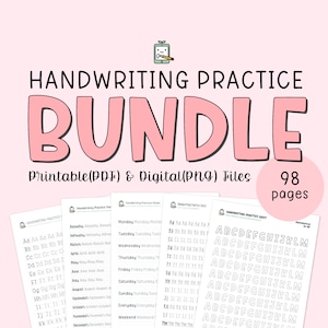 Paquete de práctica de escritura a mano, hojas de trabajo imprimibles, práctica de escritura del alfabeto, trazado de letras del abecedario, mejora la escritura a mano