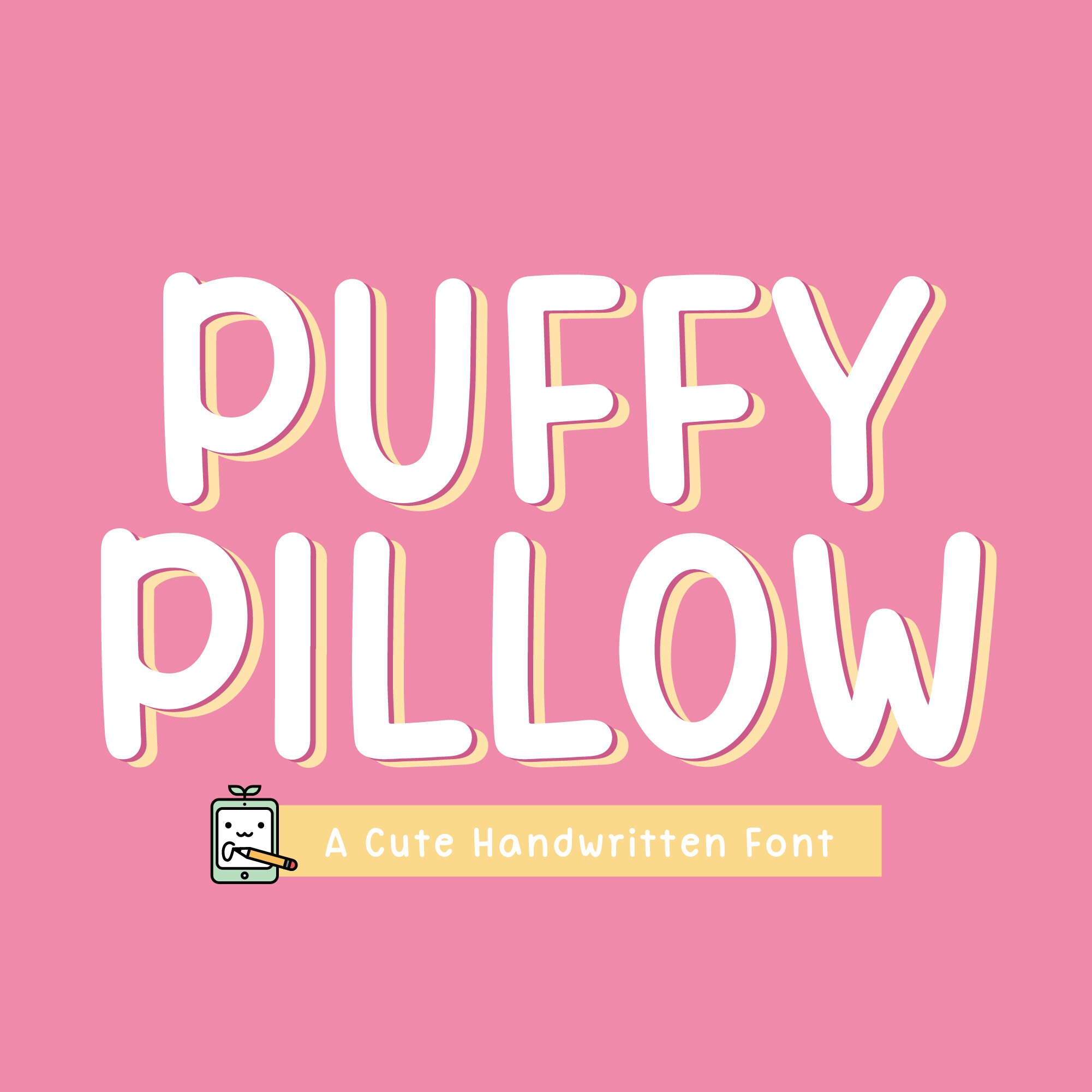 Puffy Pillow Handwritten font handwriting font OTF Cute Etsy