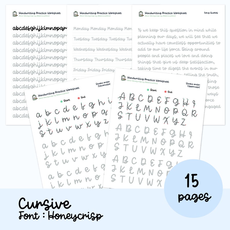 Handwriting Practice Worksheets Bundle: Alphabet and ABC Letter Tracing (Printable PDF and PNG) image 7