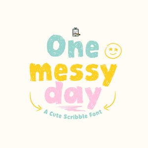 One Messy Day: speels handgetekende schetslettertype voor knutselen en ontwerpen | Directe OTF-download