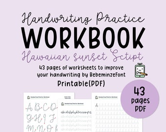 Cursive Handwriting Practice Workbook, Printable Handwriting Worksheets, Script style handwriting, Cursive practice sheets, Digital download