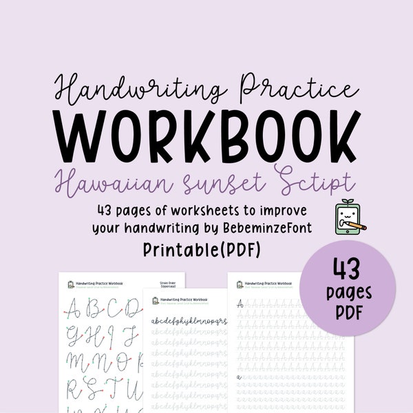 Cursive Handwriting Practice Workbook, Printable Handwriting Worksheets, Script style handwriting, Cursive practice sheets, Digital download