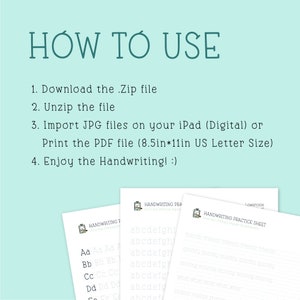 May include: A printable handwriting practice sheet with instructions on how to use the file. The sheet features lowercase letters and a line for practicing writing each letter. The sheet also includes a section for practicing writing the words "friends", "quickly", "moving", and "what".