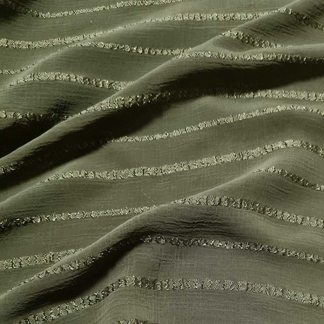 Chiffon Fabric Shiny Striped Olive Green Colour 55 Wide - Etsy