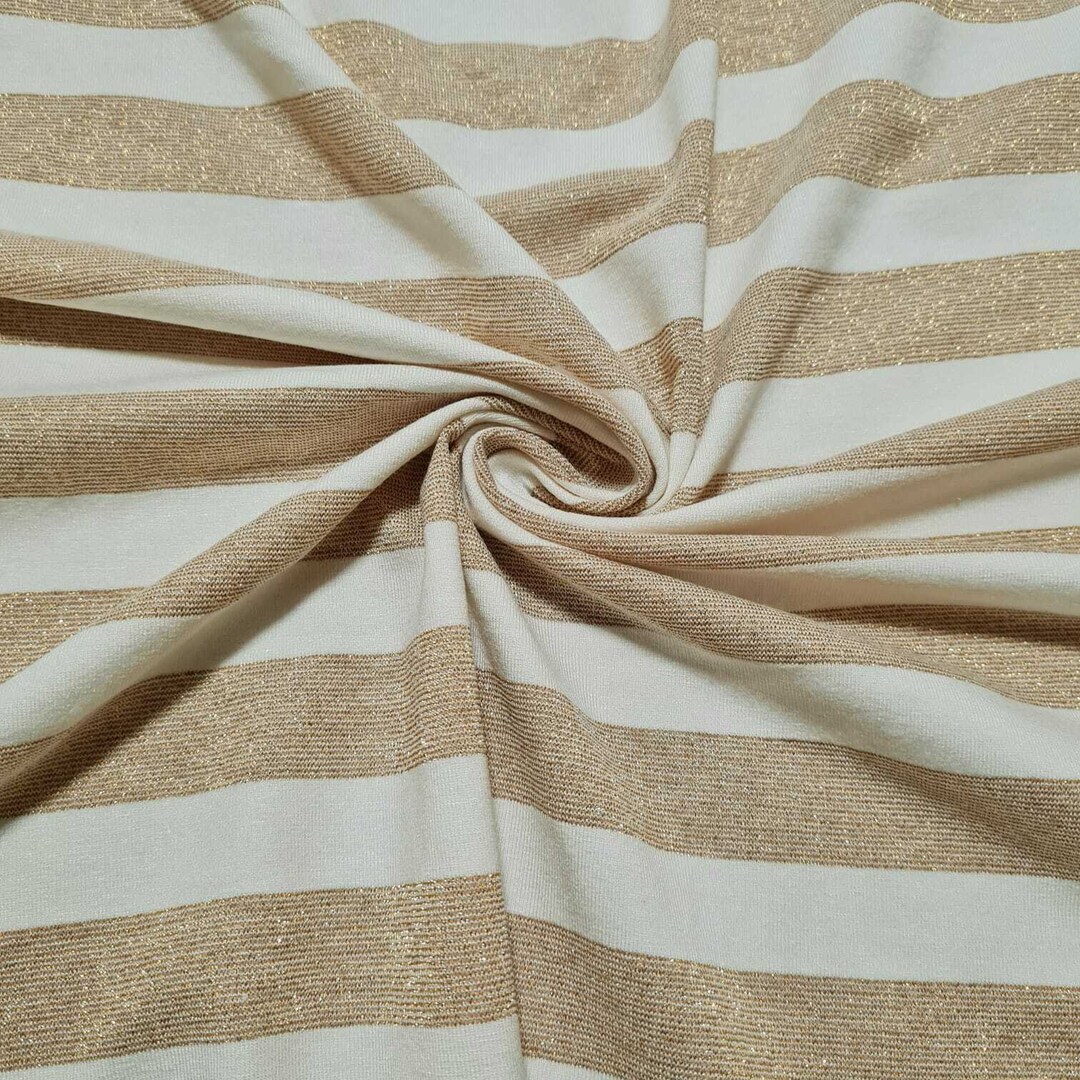 Viscose Jersey Fabric Gold Shiny Striped Ivory Colour 4 Way Etsy UK