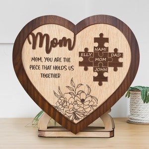 Custom Mothers Day Puzzle Sign for Mom You are the Piece that holds us together Personalized Heart-felt Gift for Mom