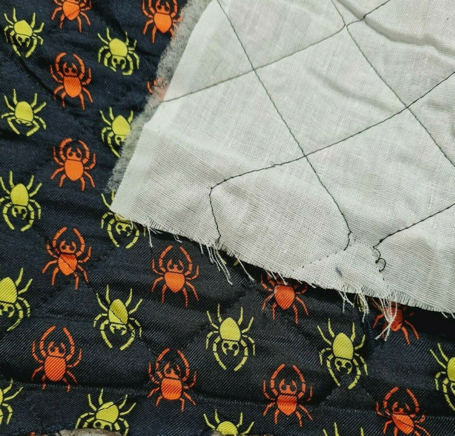 Quilted Fabric Spider Printed Pure Silk Face Sold by the Metre Etsy