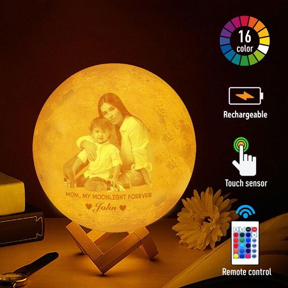 Lampe Lune 3D Rechargeable USB | 16 Couleurs | Télécommande | Veilleuse Décorative | Cadeau Original