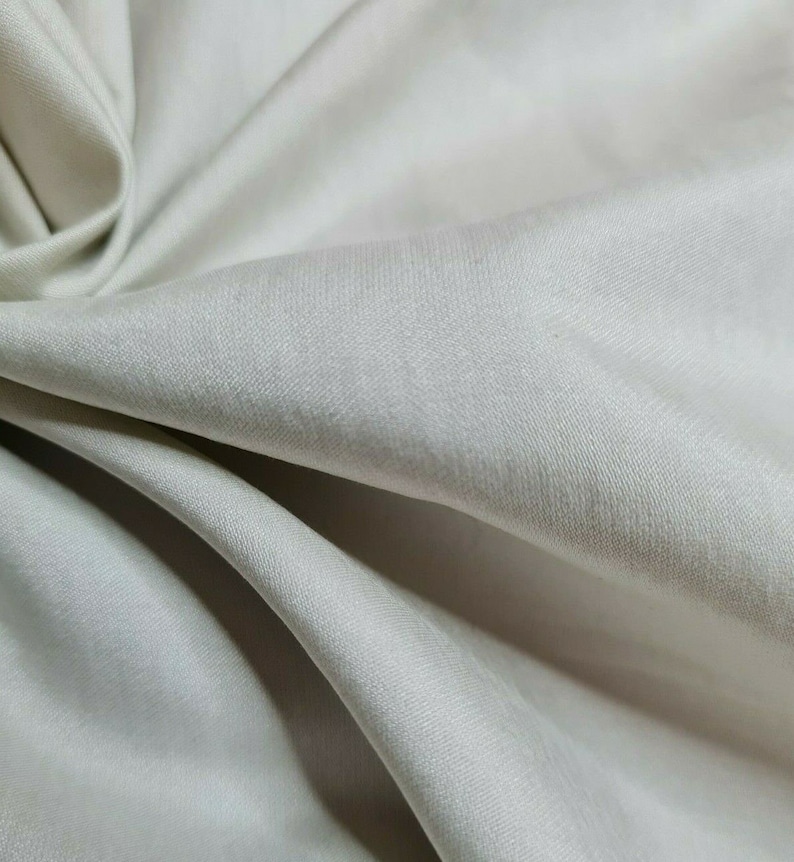 Cotton Silk Blend Fabric Satin Texture Green Grey Colour Etsy