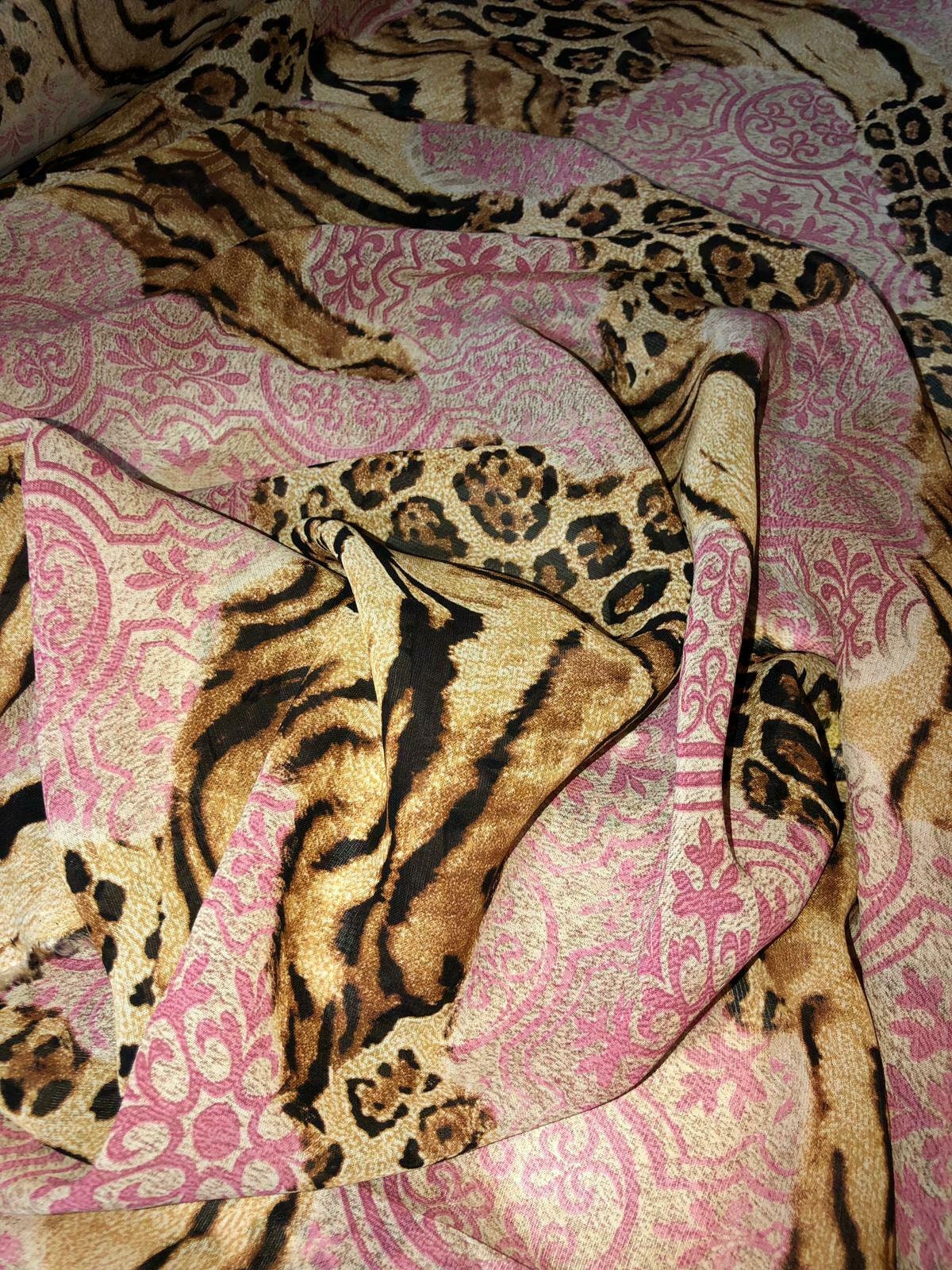 PRINTED 100% VISCOSE CHIFFON FABRIC SOLD BY THE METRE 